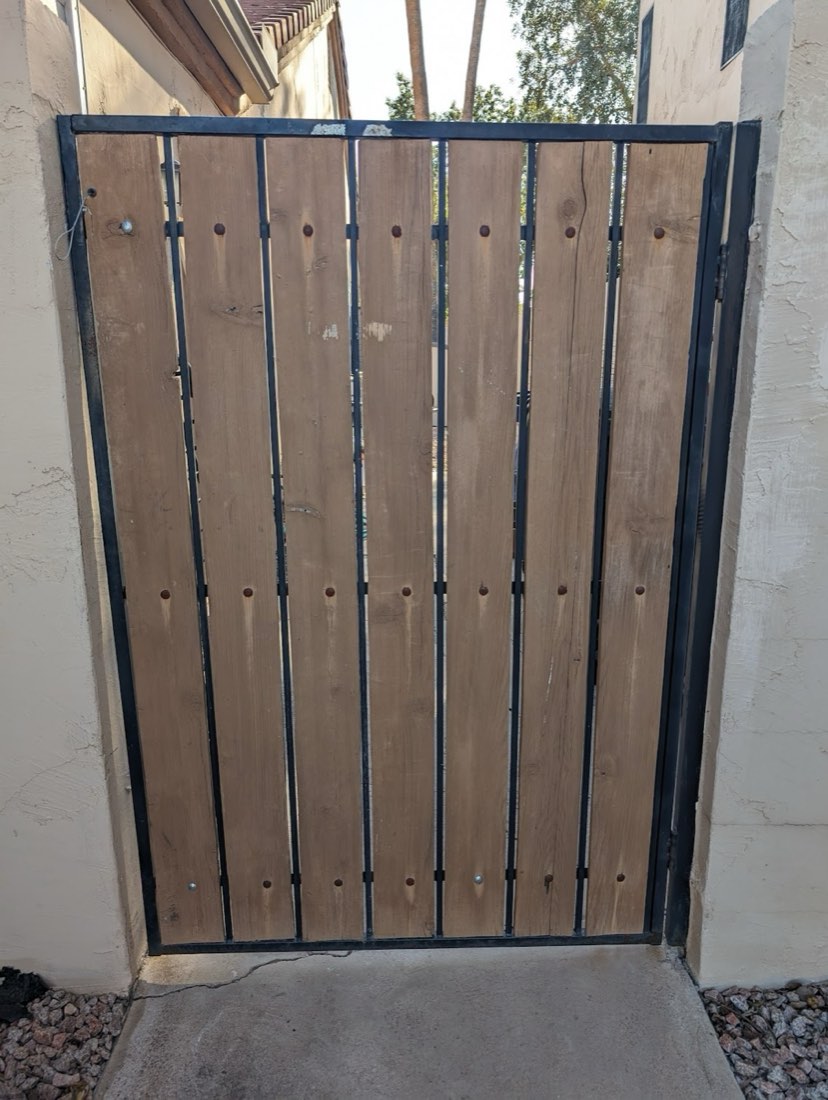 Gate with cedar slats: before