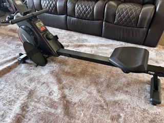Rowing machine assembled in a living room