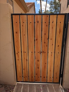Gate with cedar slats