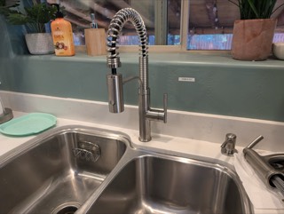 Pull-down spring kitchen faucet installed